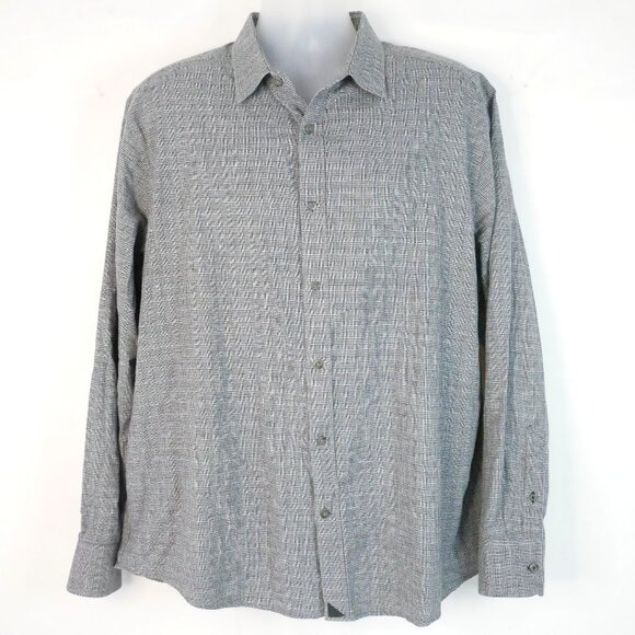 UNTUCKit Casalferro Shirt Mens XXL Gray Plaid Houndstooth Lt weight Flannel L/S - Picture 1 of 10